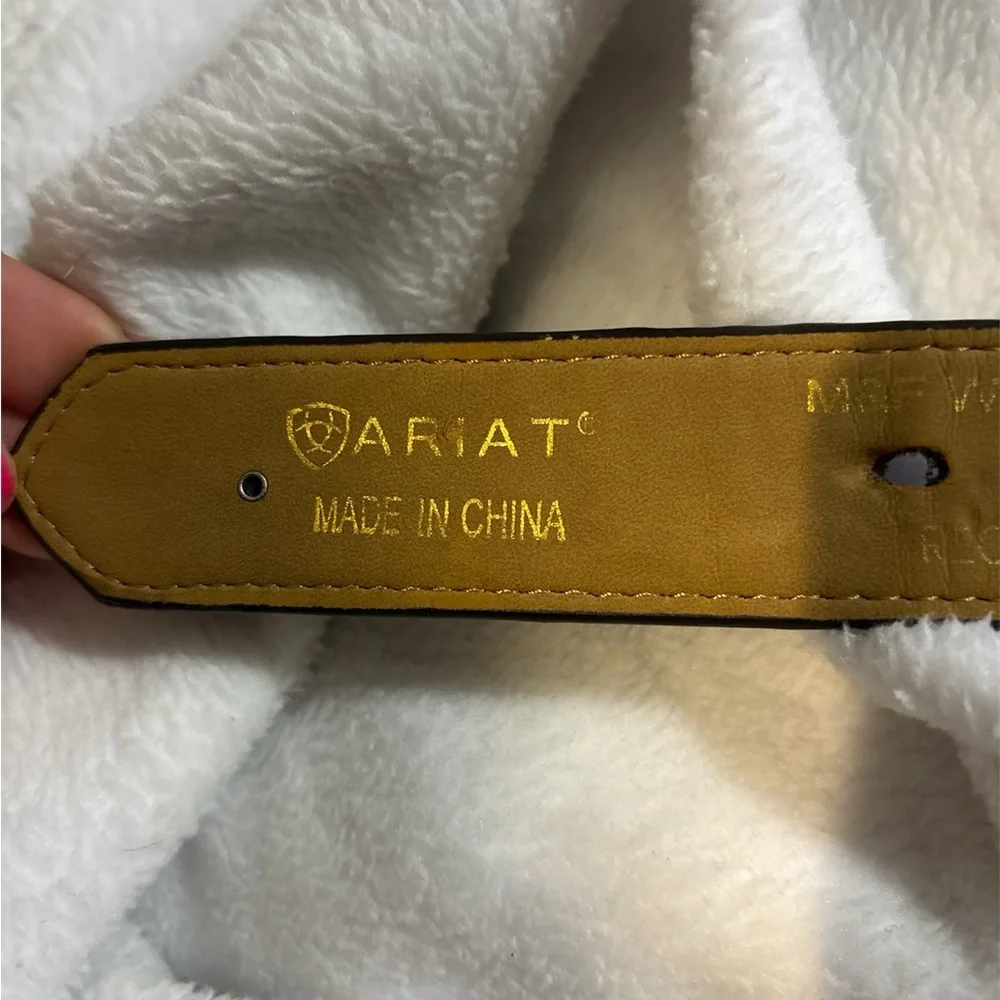 Ariat Brown and Turquoise Embossed Belt with Silver Buckle